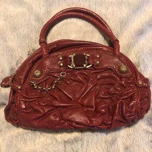 Juicy Couture Maroon Leather Bowler Handbag